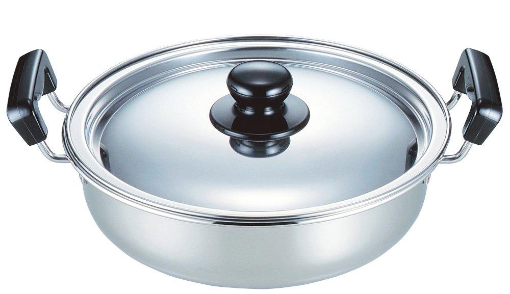 

Shimomura Kihan Practical Pot, Induction Compatible, Stainless Steel, Shallow, 24cm, Made in Japan, 33025