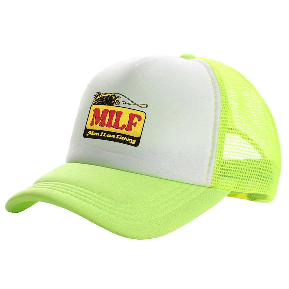 MILF Man I Love Fishing Trucker Čepice Unisex čepice Baseballová čepice Cool Summer Unisex síťovaná síťovaná čepice