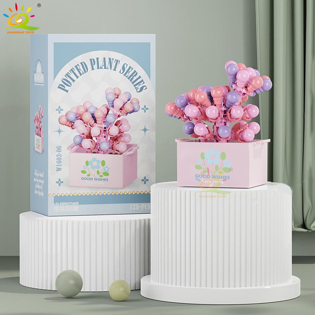 MOC Blume Sukkulente Topfpflanze Modellbaustein DIY Ewiger Strauß Zuhause Schreibtisch Pflanzen Dekoration Ziegel Mädchen Geschenk Kinderspielzeug