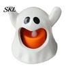 Halloween Window Decor Ghost Candle Holder with LED Candle, Cute Tea Light Battery Operated Holder, Spooky Tabletop Decoration for Indoor Home Decor,