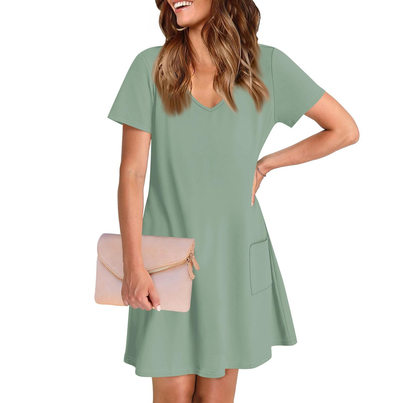 

Женское повседневное и модное платье средней длины с V-образным вырезом и коротким рукавом с принтом XXL