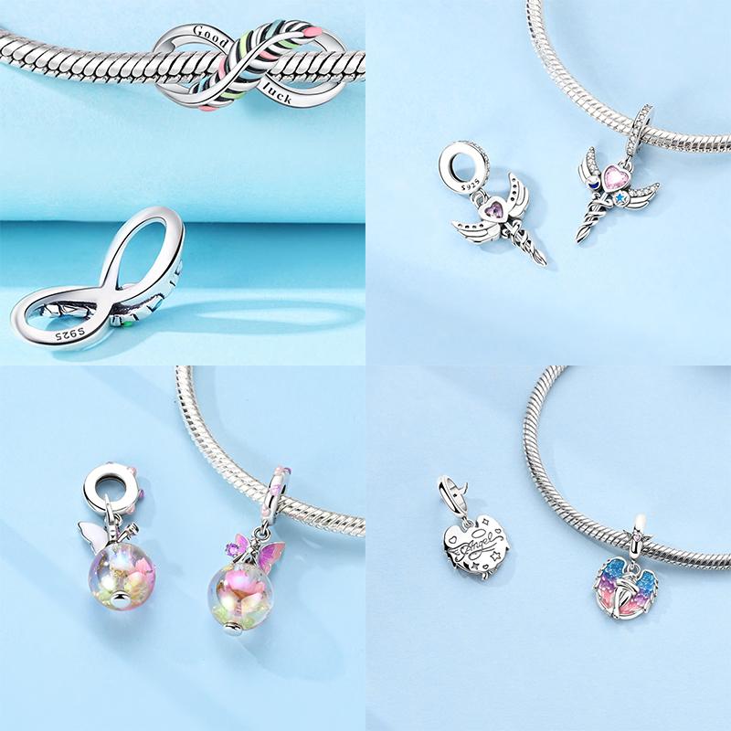 Orginal Copper Heart Wings Charm For Bracelet Bead Jewelry Charm For Woman Making Fine Jewelry Gift Diy Accesory