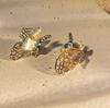 Golden wings~ Flowing gold butterfly stud earrings temperament front and rear earrings earrings