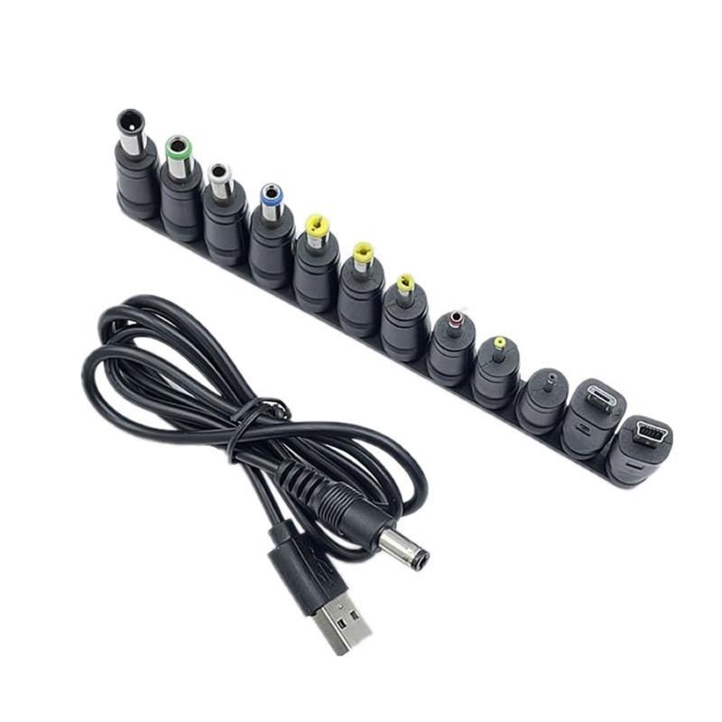 

Кабель для зарядки USB на DC5.5x2.1мм 5В Универсальный кабель питания с 12 переходниками для различных электронных устройств 1