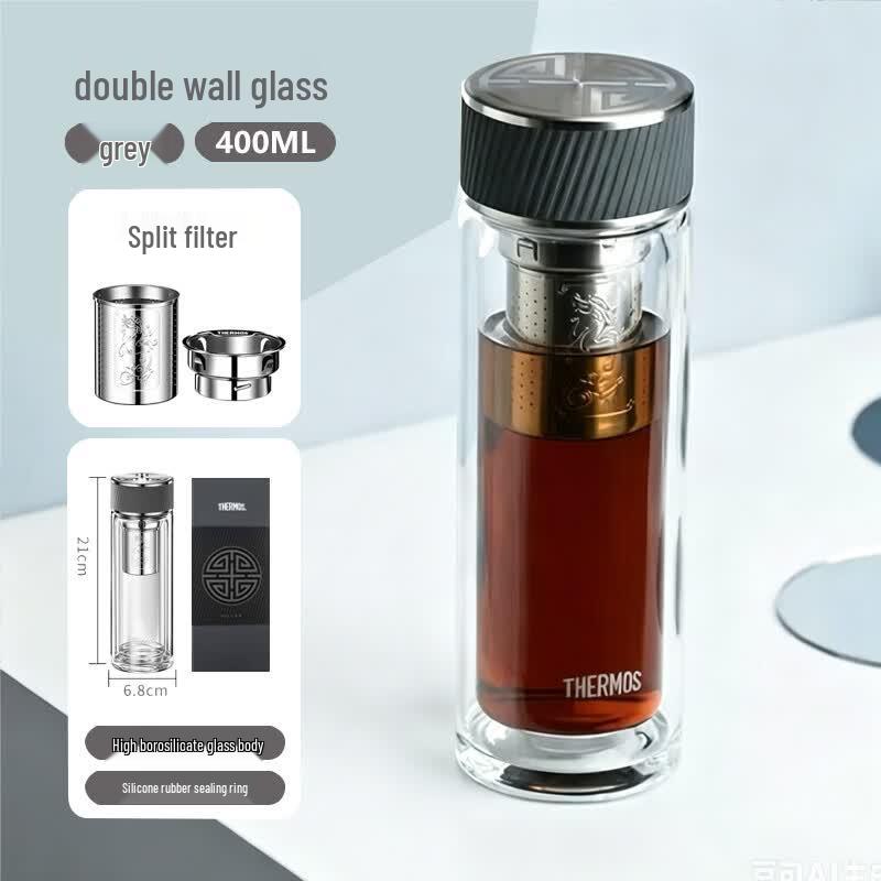 THERMOS TCGA-400 Double-Layer Glass Tea Infuser Cup