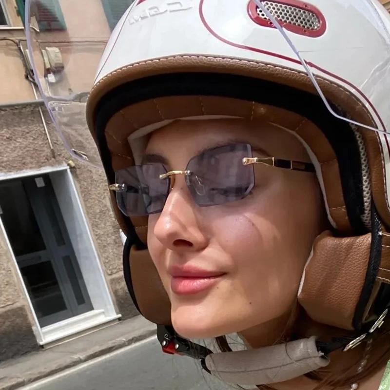 Trendy sluneční brýle bez obrouček pro muže Dámské Módní Bezrámové obdélníkové sluneční brýle Retro stínítka Letní cestovní brýle UV400