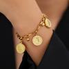 Stainless Steel Bracelets Grunge Gothic Queen's Portrait Coin Pendants Exquisite Charms Bracelet For Women Zircon Party Gifts