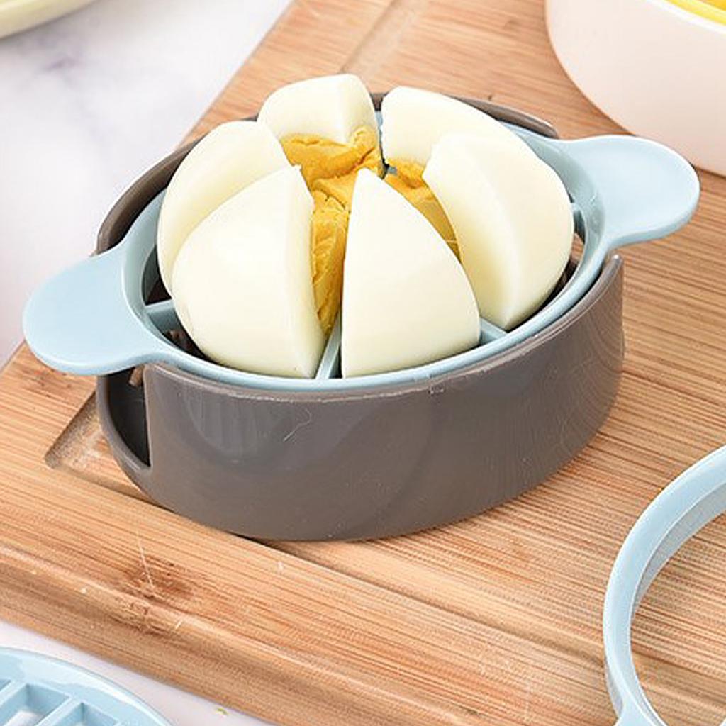 Plast Äggskärare 6 Delar 3 Linjer Äggskärare för Hårdkokta Ägg Köksredskap Blå