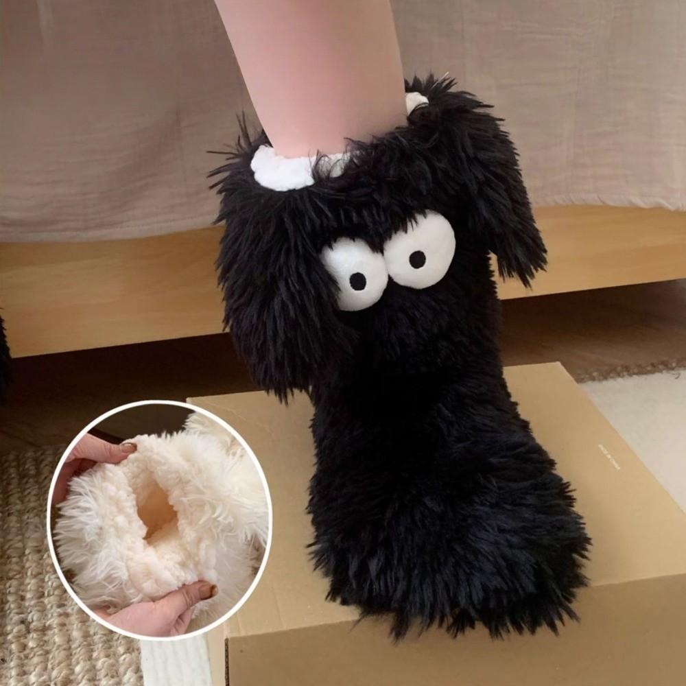 Big Eyes Non-slip Floor Socks Cartoon Coral Fleece Socks Slipper Socks with Puppy Ears  Girls
