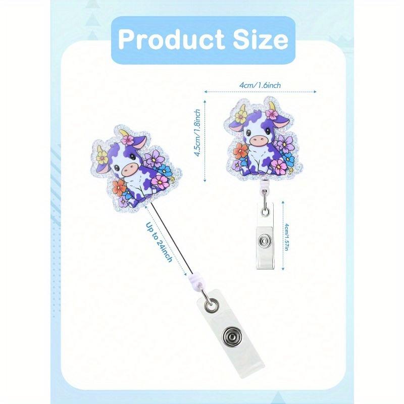 1pc Retractable Badge Reel With ID Alligator Clip, Funny Cute Bling Glitter Badge Holder For Nurse, Teacher, Student, Doctor