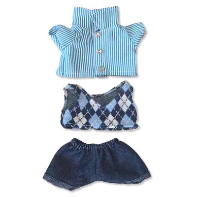 Argyle Weste, Trägerhemd und Hosen Set für 10cm Plüschtier, Blau, Kigurumi Zubehör, Otaku Aktivitäten, Puppen Maskottchen, Kpopdoll Kostüm [Gebraucht]