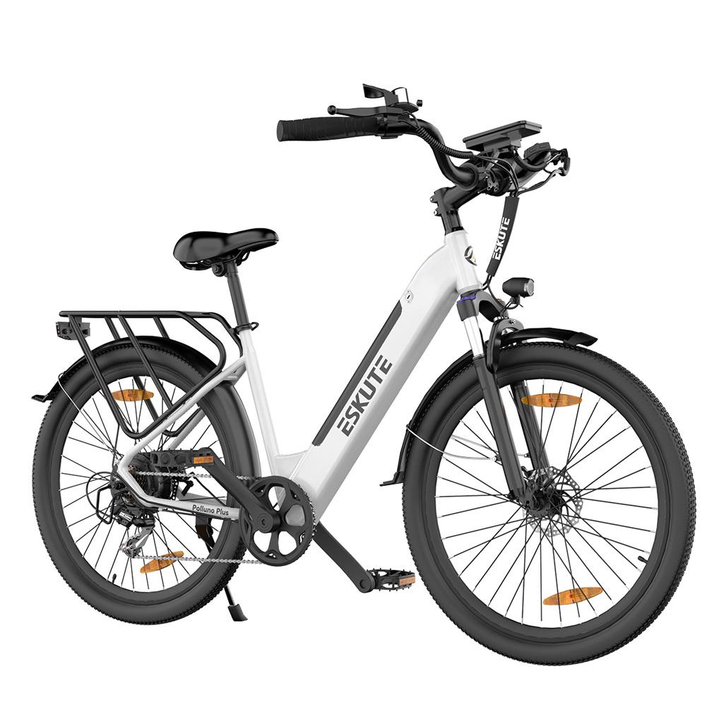 Eskute Polluno Plus26 Alloy Frame E-Bike 250W, 36V 20Ah, Shimano 7-Speed, Taillight, 26" High-Speed Tires Commuter E-Bike for Adult