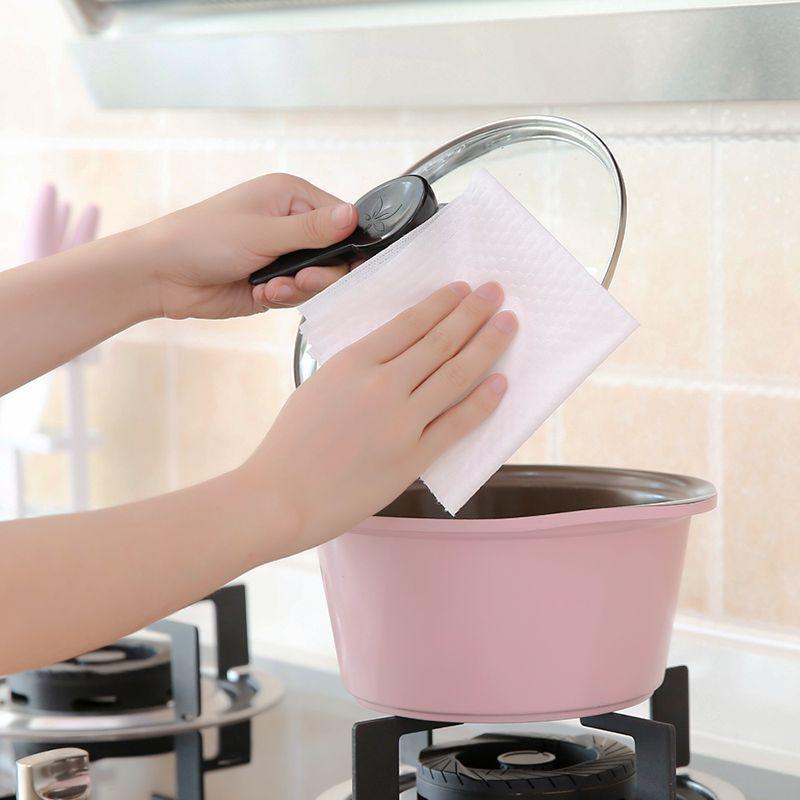 Convenient Dual-Use Wet & Dry Scouring Pad: Disposable, Washable, Non-Stick Oil Kitchen Rag
