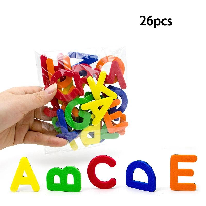 Magnetická písmena Čísla Abeceda ABC 123 Magnety na ledničku Plastová sada výukových hraček pro předškolní děti Matematika s velkými písmeny