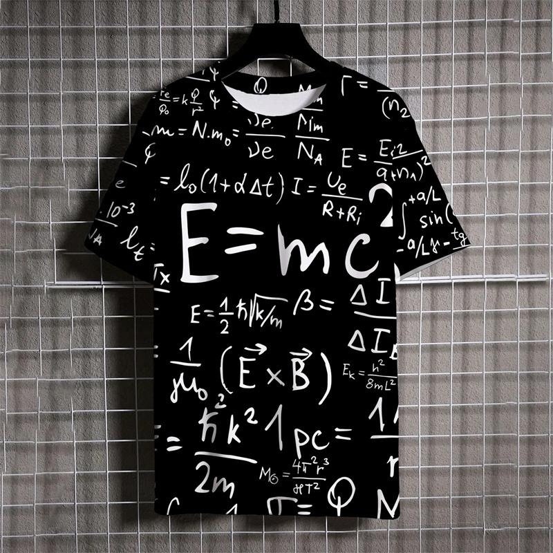 3D Printed Math Formula T-Shirt For Men Experiment Pattern T Shirts Summer Casual Short Sleeves Round Neck