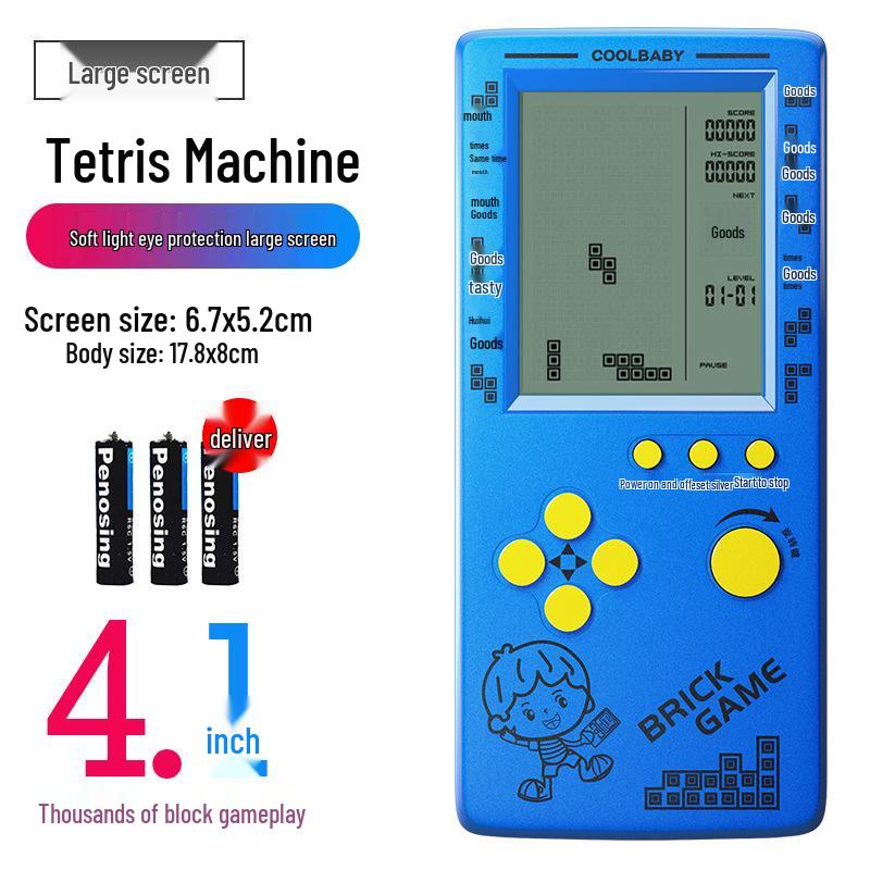 4,1-Zoll Retro Tetris Spielkonsole: Handheld Lernspielzeug für Kinder im Vintage-Stil