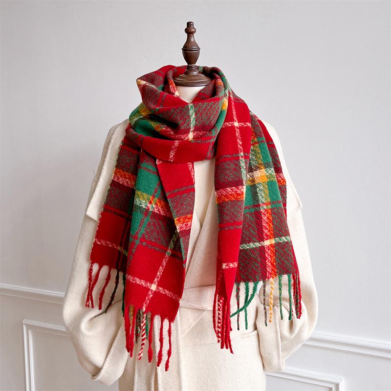 

Зимний шарф для женщин Имитация кашемира Теплый клетчатый шарф-пашмина Накидки Женский Толстый Мягкий Буфанда Кисточки Шаль Пончо Стола 30x180 cm