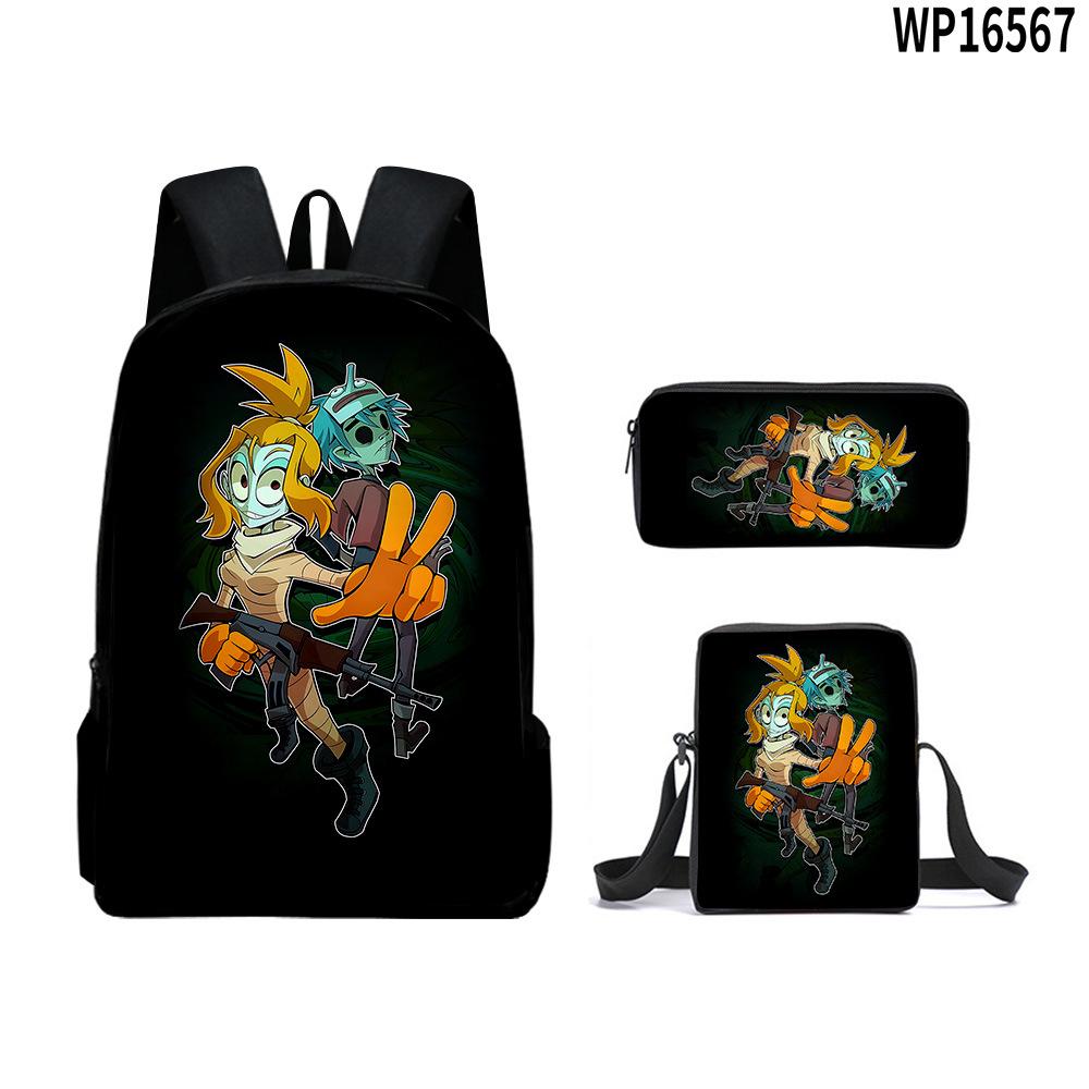 3Pcs Set Book Bags Kids Bags 3D New Gas Lamp Area The Gaslight District Backpack Student Backpack Crossbody Bag Pen Bag