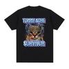 Vintage Tummy Ache Survivor Funny Cat Meme Tee Shirt Unisex Unisex Clothing Fashion Short Sleeve Tshirt Casual Pure Cotton T Shirts