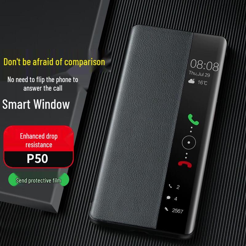 Huawei Faux Leather Smart Window Flip Phone Case