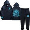 Chasing Sunsets Threaded Peripheral Printing Men's and Women's Sweatshirts Sweatpants Set Hoodie Straight Pants Set