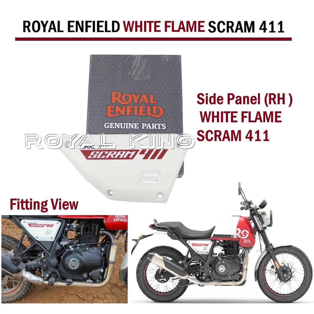 Royal Enfield "White Flame Right Side Panel With Decal" For Scram 411