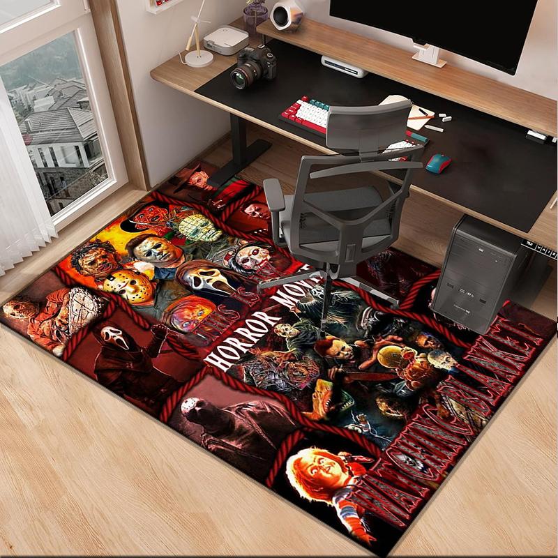 Horror Movie Characters Collage Office Rug Chair Mat, Game Carpet, Suitable for Front Door, Bedroom, Living Room, Desk, Holiday Gift