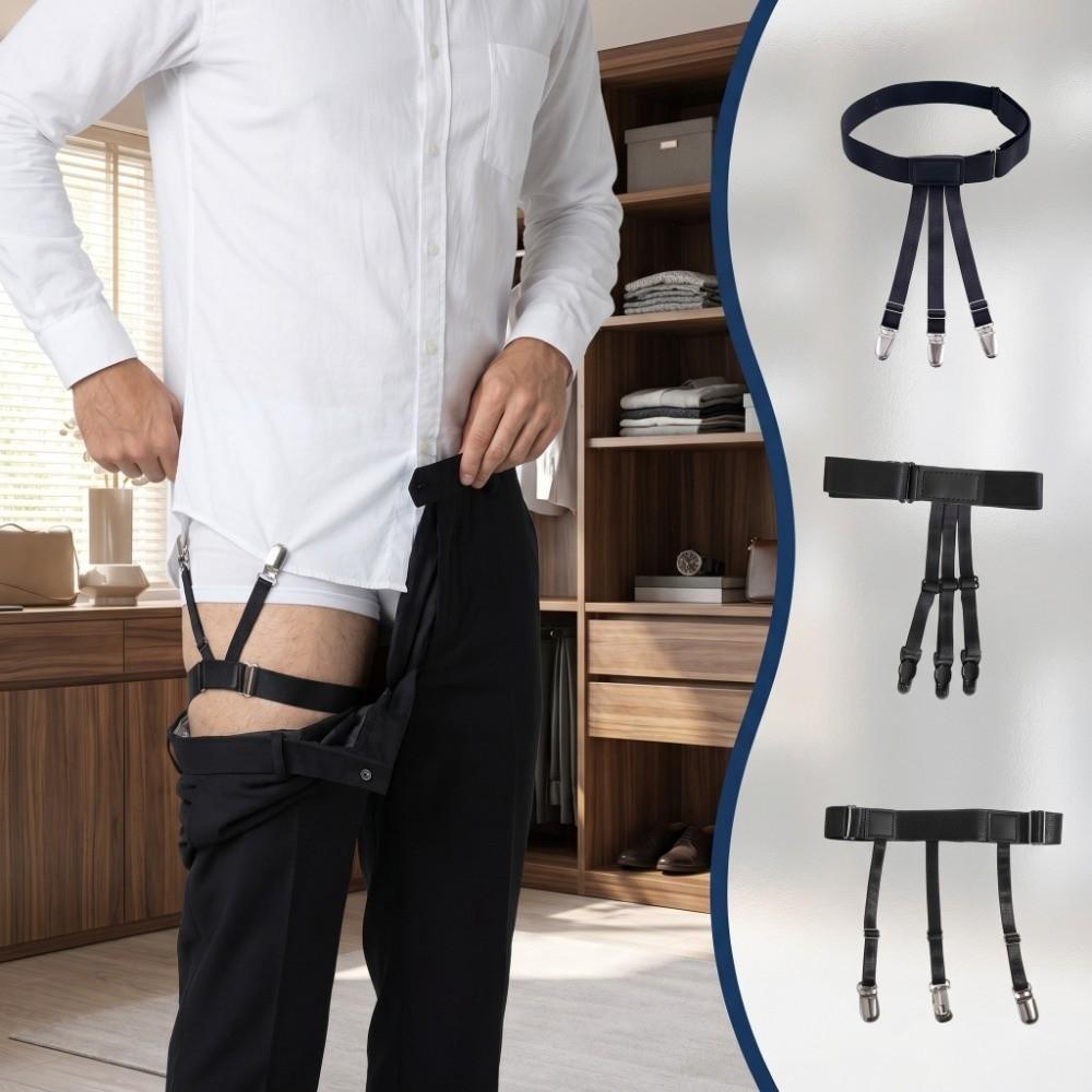 2Pcs Adjustable Shirt Stays Belt Non-Slip Locking Clips Leg Braces Loops Business Accessory