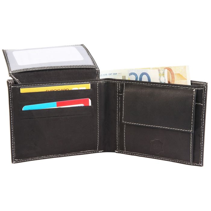 Portefeuille - EXCELLANC - Gabriel - Cuir véritable - Format horizontal - 10 fentes cartes