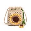 Handmade Crochet Sunflower Phone Crossbody Bag For Women, Cute Knitted Lightweight Cell Phone Purse Drawstring Pouch For Daily Commute