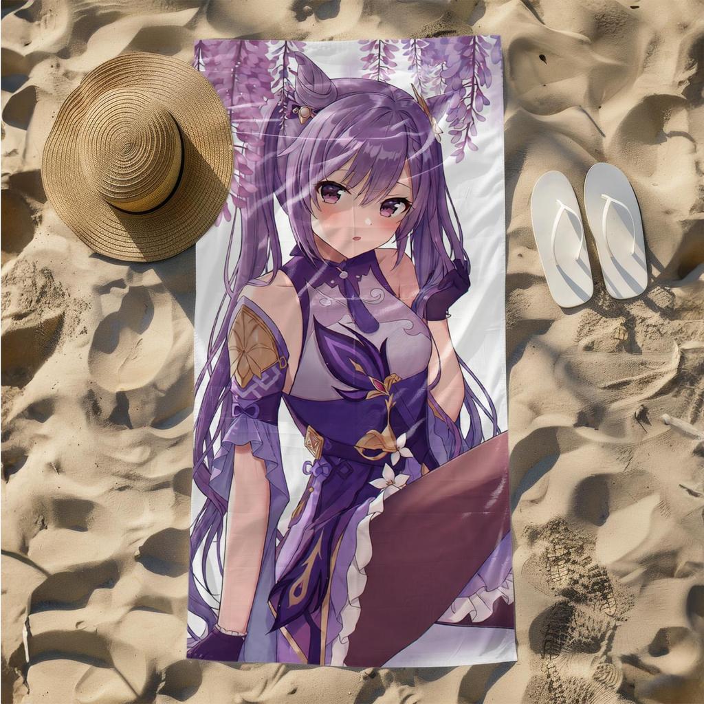 1pc Elegant Wisteria-Themed Fantasy Character Art 2D Printed Microfiber Beach Towel, Quick Dry Super Absorbent. Great for Beach