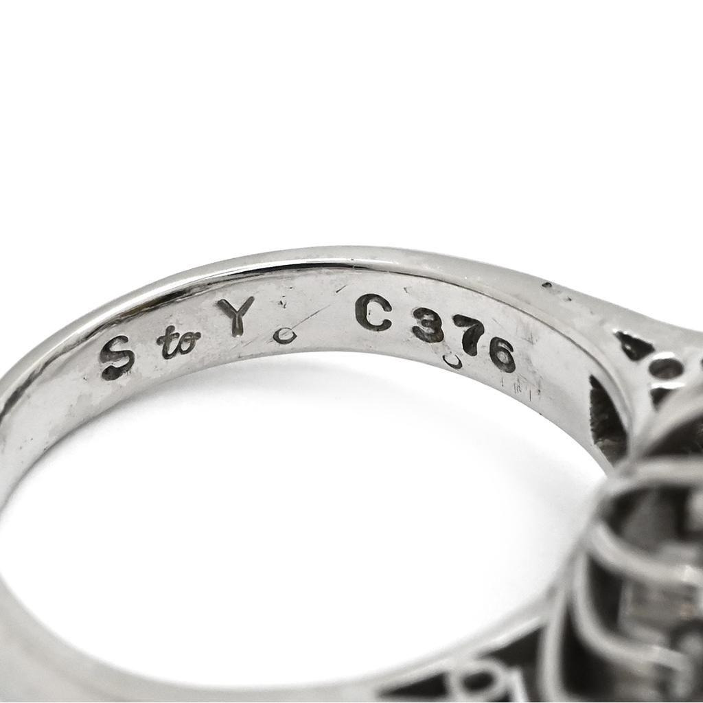 NON BRAND - Chrysoberyl Cat's Eye DiamondRing ring Pt900/Chrysobell Cat's Eye #7.5(JP Size) Array