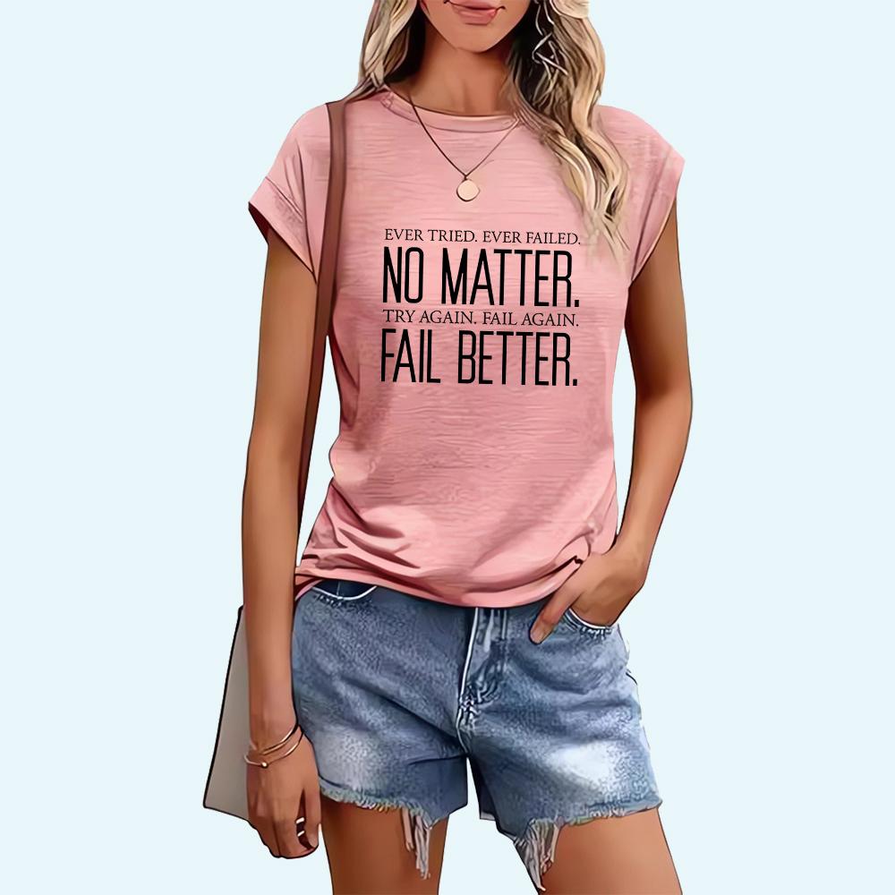 

Женская модная футболка с буквенным принтом, весенне-летняя повседневная футболка с коротким рукавом и круглым вырезом M розовый