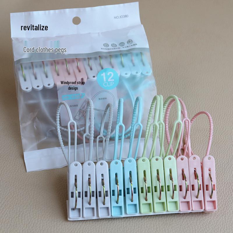 Zhenxing Plastic Clothes Pegs with Rope Hook - Non-slip Clips for Student Sock Drying & Hangers