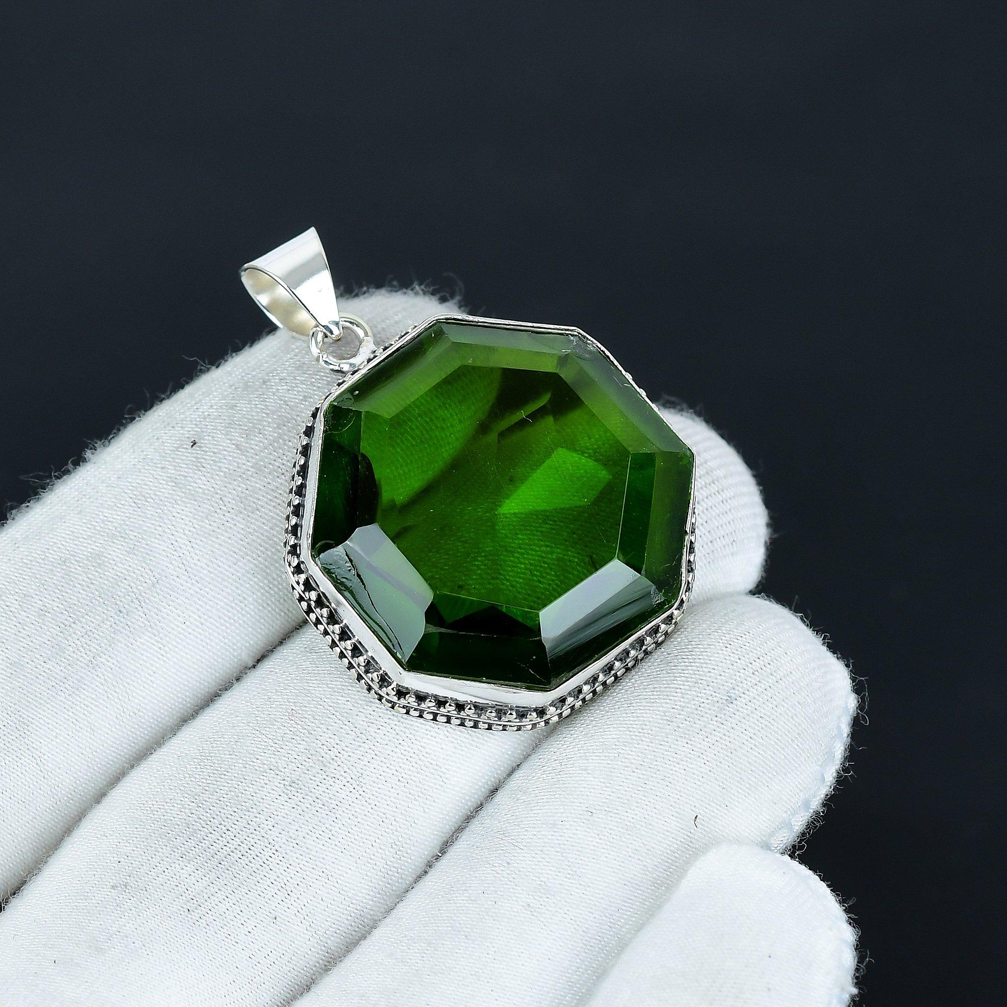 

Green Tourmaline Pendant, 925 Sterling Silver Pendant, Octagon Handmade Pendant, Antique Pendant, Gemstone, Green Pendant, Gift For Mom 2.16 зелёный