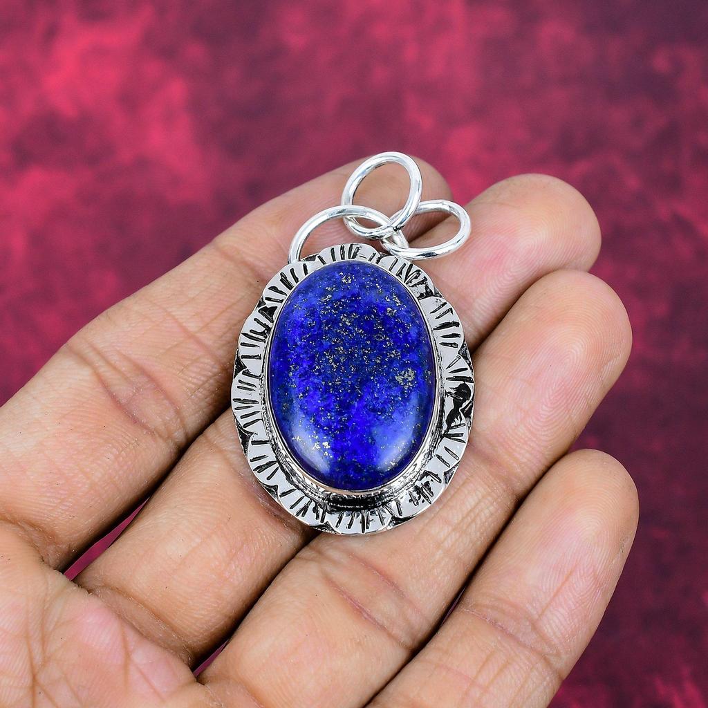 Lapis Lazuli Hänge Handgjorda Ädelstenssmycken, 925 Massivt Sterlingsilver Hänge, Smyckeshänge med Unik Design