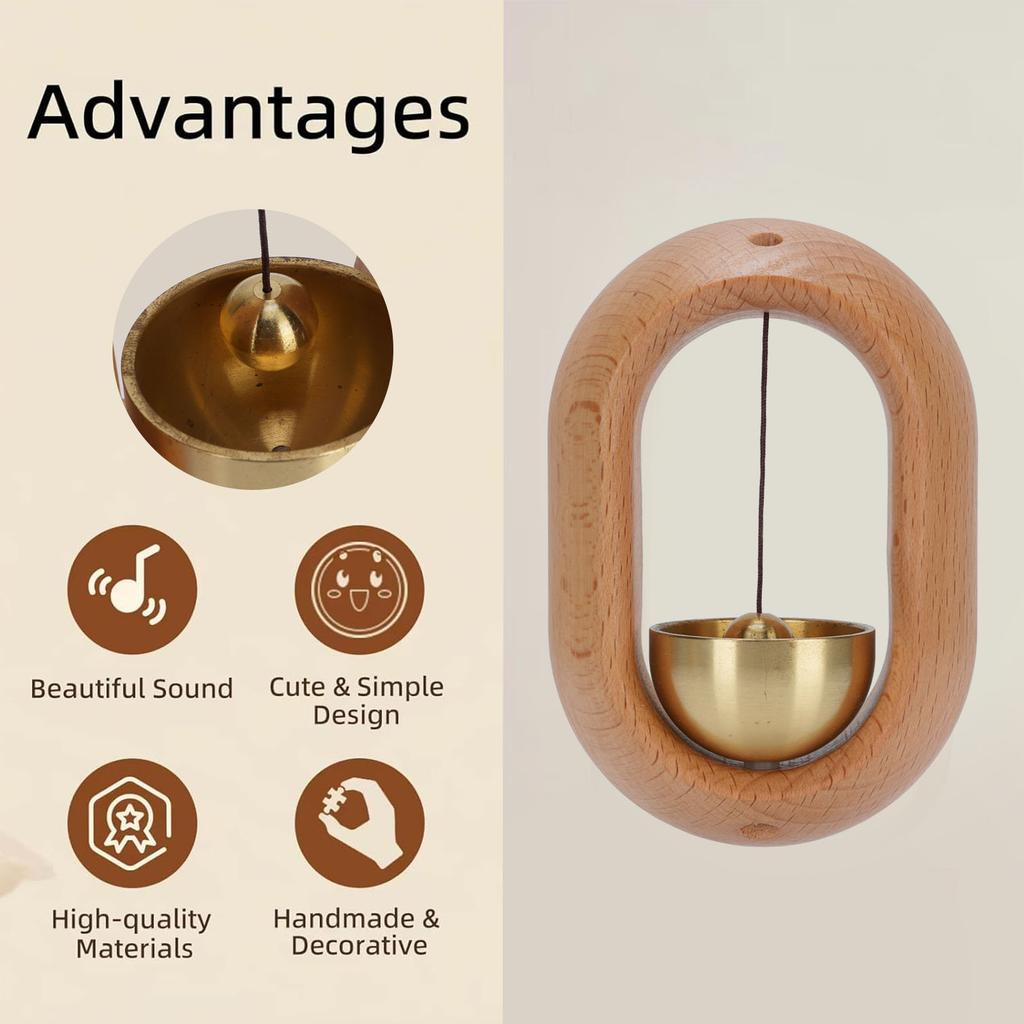 Shopkeepers Bell Beechwood and Copper Decorative Wooden Hanging Doorbell for Home Refrigerator Apartment