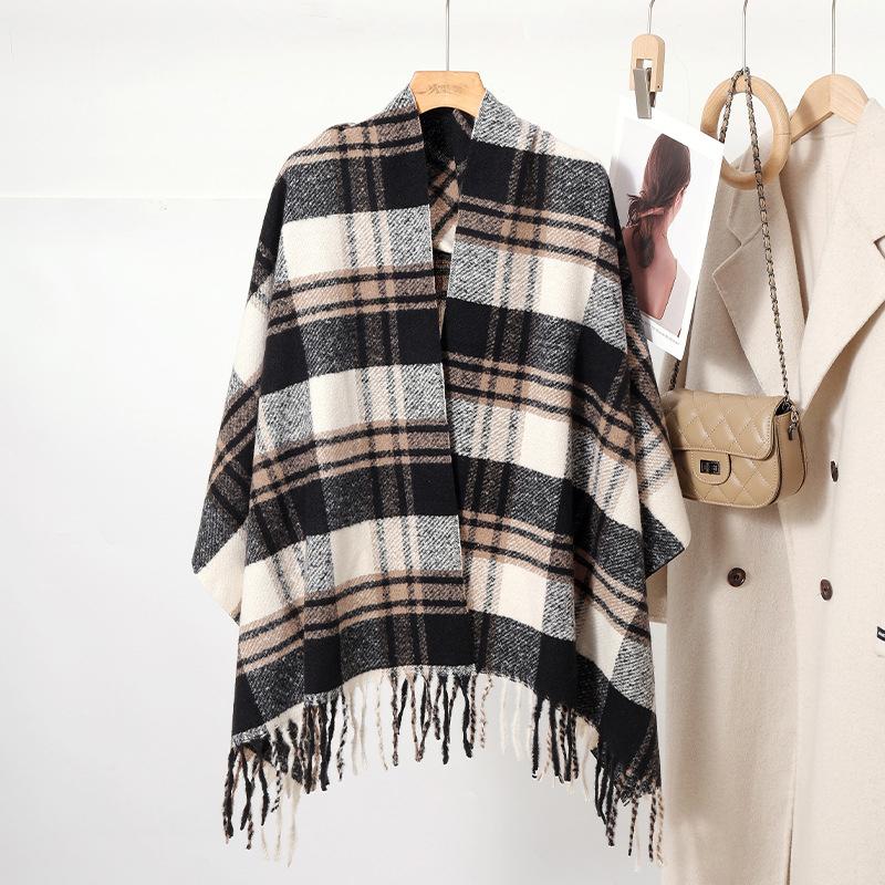 Women Winter Vintage Knitted Scarf Headscarf Ladies Men Casual Preppy Plaid Tassel Warm Scarve Mujer Male Foulard Wrap Shawl New