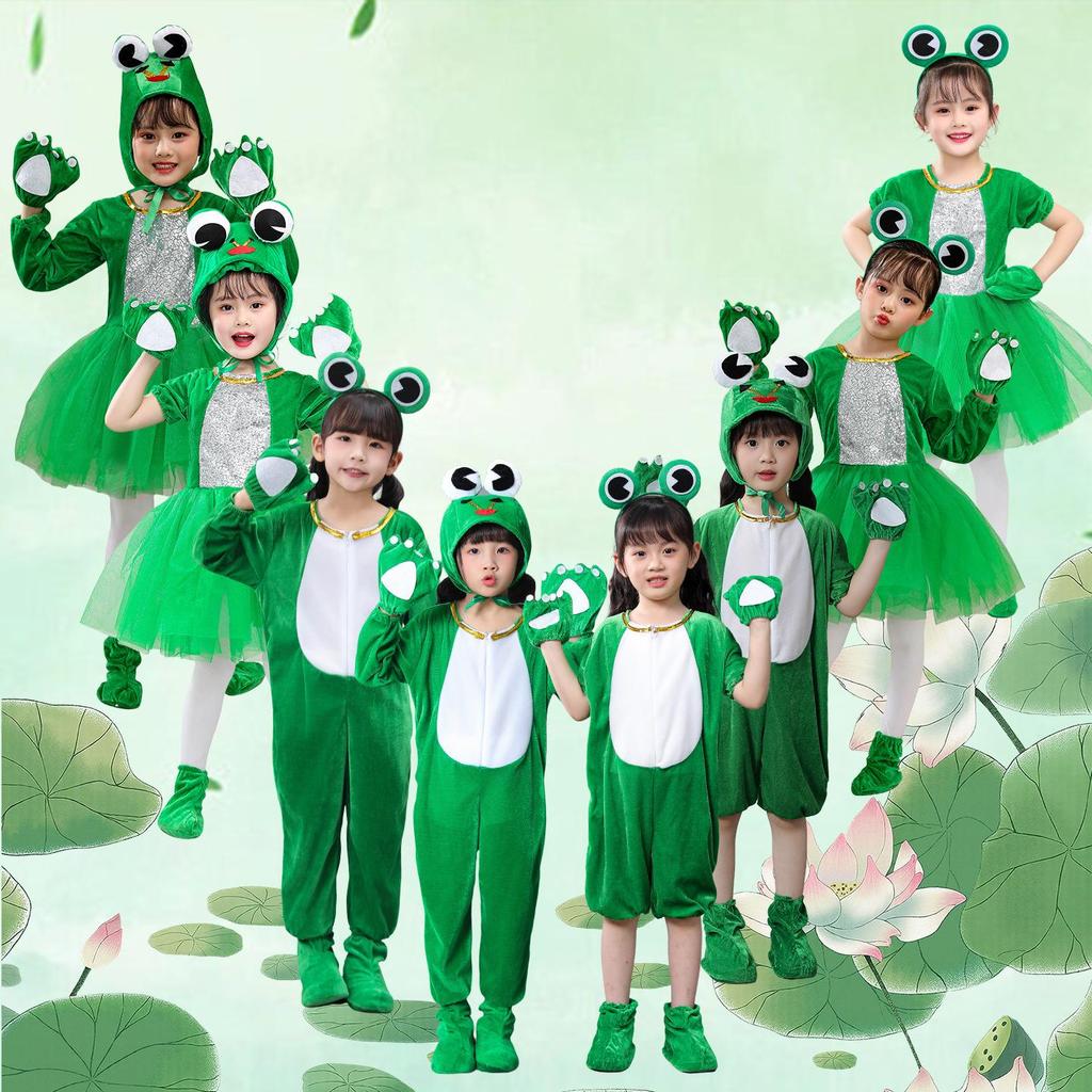 Costume da Ballo Rana Verde per Bambini - Vestito di Scena per Girini che Cercano la Mamma