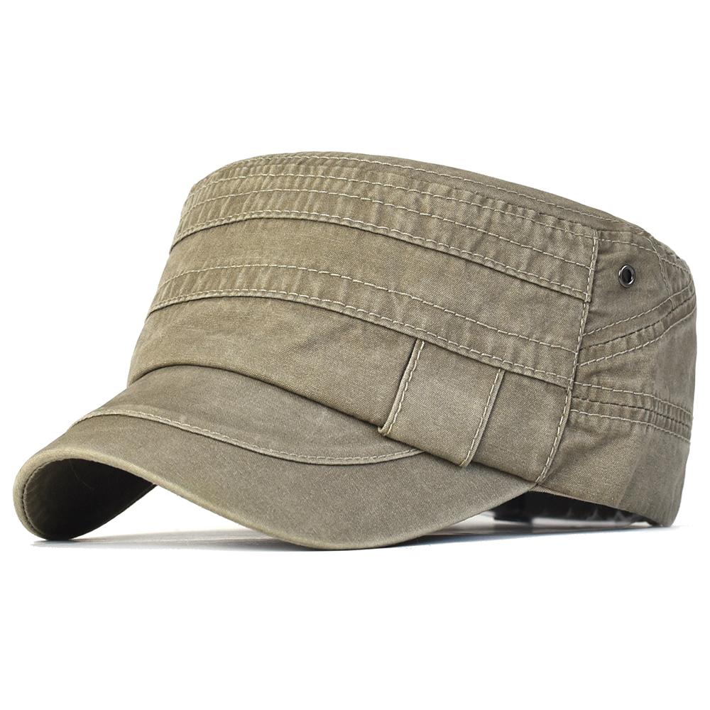 Unisex Vintage Gewaschene Baumwolle Flaches Oberteil Militärkappe Verstellbar Vier Jahreszeiten Lässige Mütze für Männer Frauen Einzigartiges Design