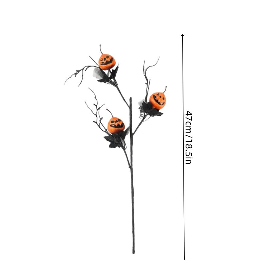

1 шт. Хэллоуин Искусственная тыква с черенком Букет Украшения для стола на вечеринку Черный Ужас Кленовый лист Тыква Домашние украшения для вечеринки