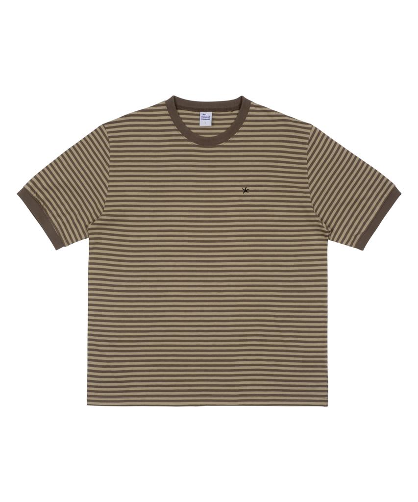 THE COLDEST MOMENT Tcm Mini Logo Stripe Ringer T (Brown)