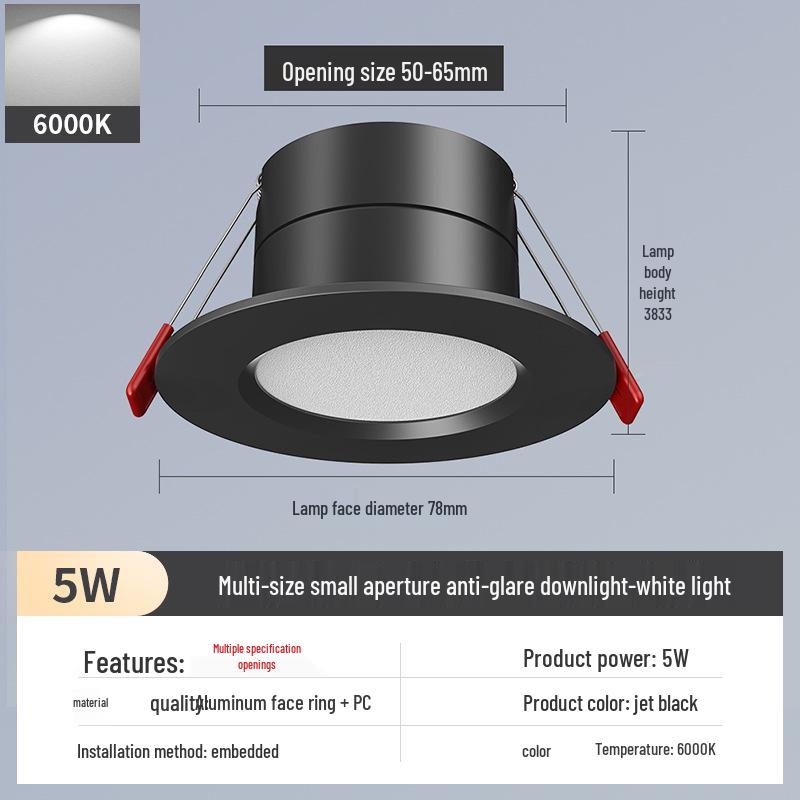 2-Inch Recessed Spotlight: Small Downlight for Ceiling In Living Room, Bullseye Hole Design, Opening Size 55.5cm X 606.5cm