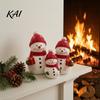 Winter Wonderland Decorations Christmas Resin Snowman Figurine, Cute Family of 3 Statue with Santa Party Supplies Hat, Red Scarf, Holiday Tabletop