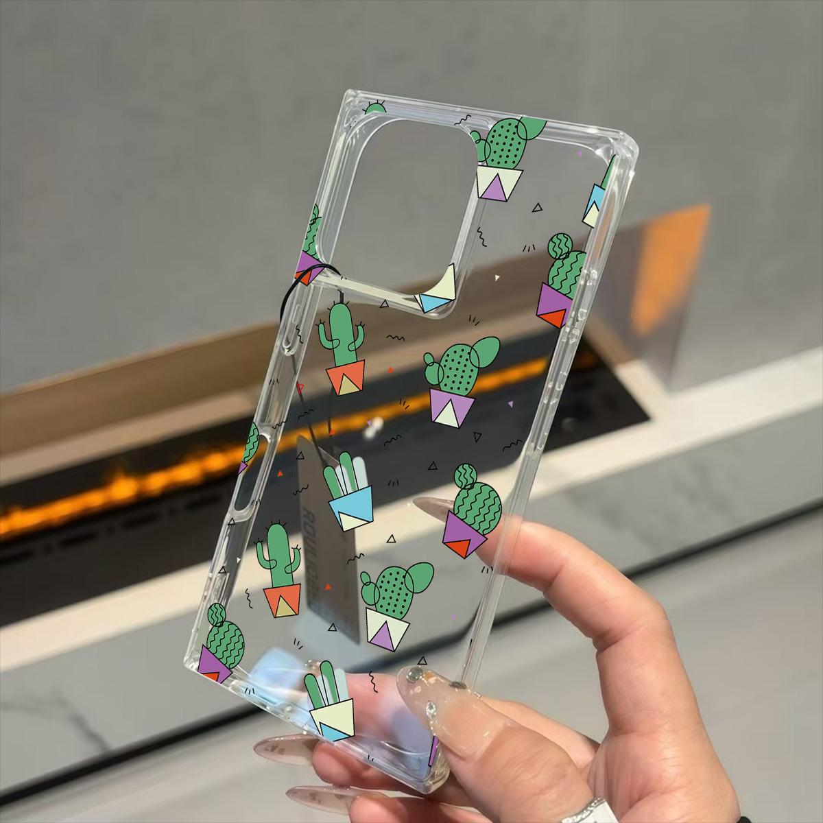 

Clear Square Back Tube Case Protection For iPhone 13 11 15 Plus 14 Pro Max 16 ProMax 12 full of cacti Pattern iphone 11 ProMax