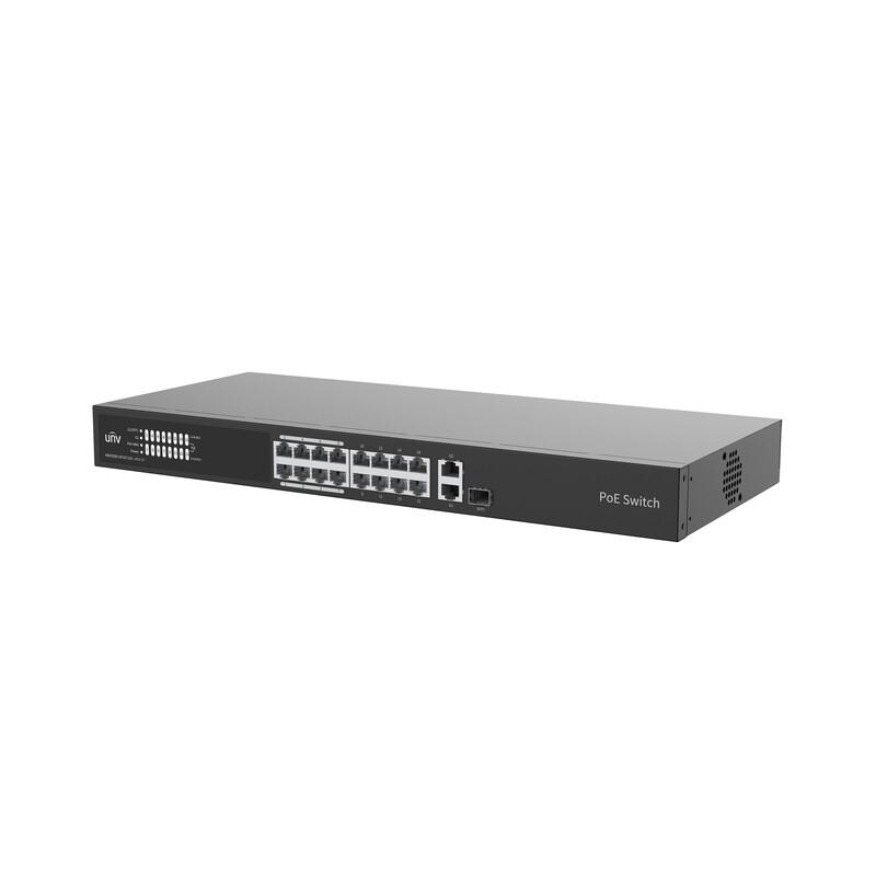 Uniview 16-Port 100M Cloud Managed Low-Power PoE Switch CN Plug (adapter Included)