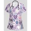 Nursing Uniform Woman Comfortable Dentist Vet V-Neck Short Sleeve Women Scrub Fashion Heart Pattern Print Clinical Uniform Woman