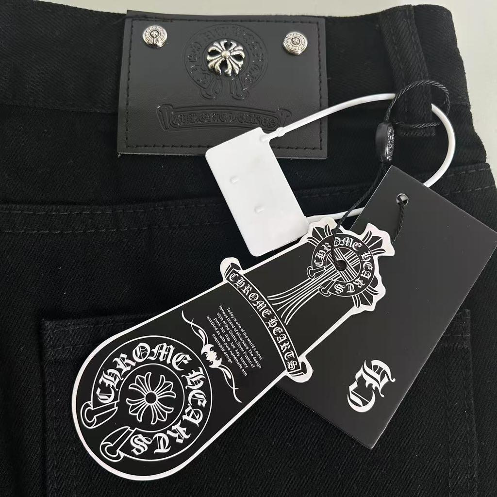 9911 CHROME HEARTS Pánské a dámské trendy džíny v americkém stylu s látkovými nášivkami, ležérní a módní high street kalhoty