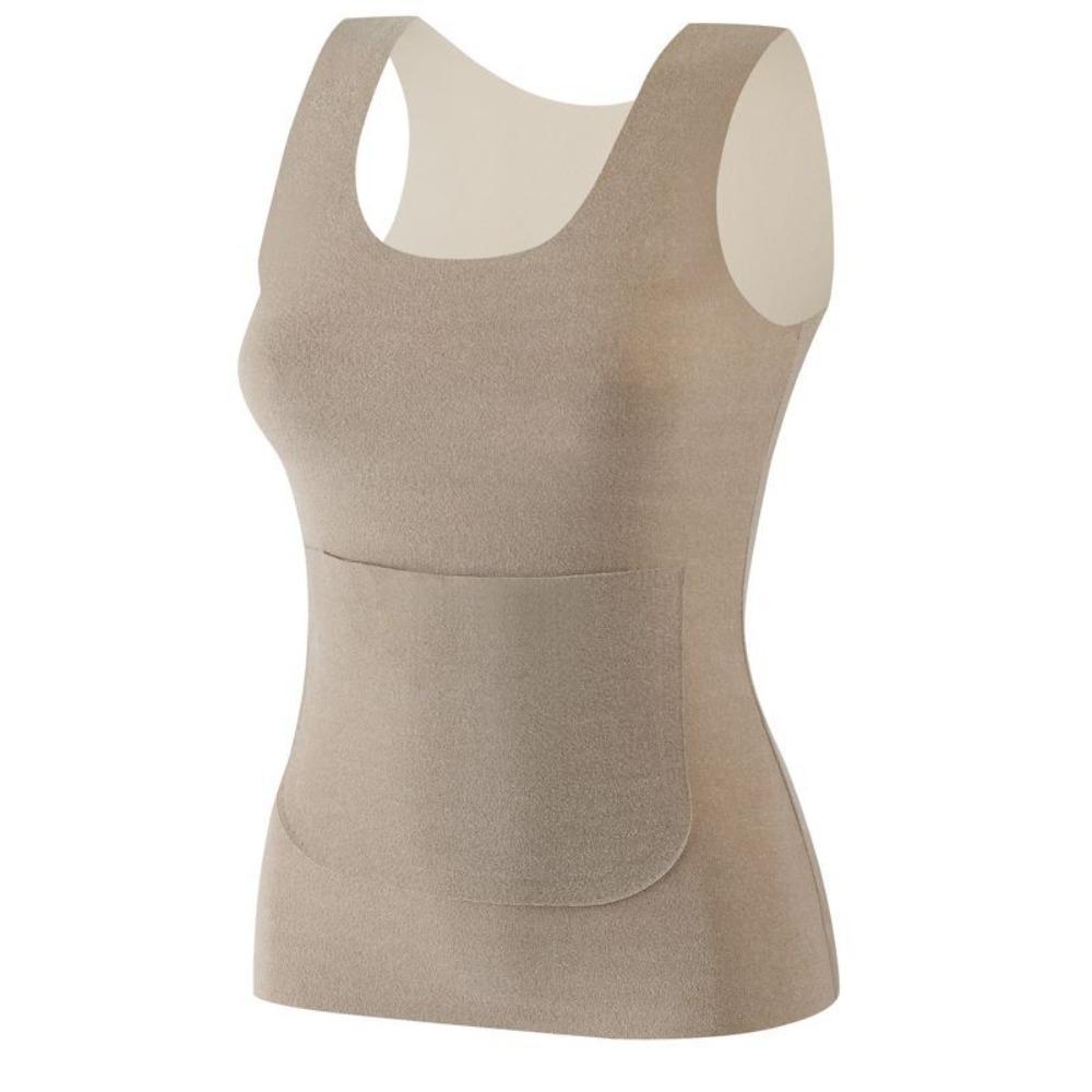 Sleeveless Thermal Underwear Camisole Double Pockets Thermal Tops Autumn Winter