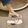 Fairy with Skirt Fashion French Sandals 2025 New Thick Heel Sandals Women Summer Wear Women's Toe Slippers